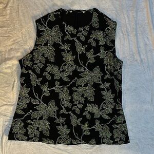 Sparkly Black Sleeveless top with green and silver sequins.  Pristine condition.
